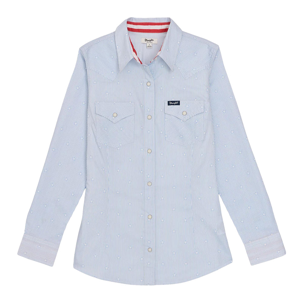 Wrangler 2000 LONG SLEEVE WOMENS RETRO WESTERN SNAP LONG SLEEVE SHIRT IN BLUE