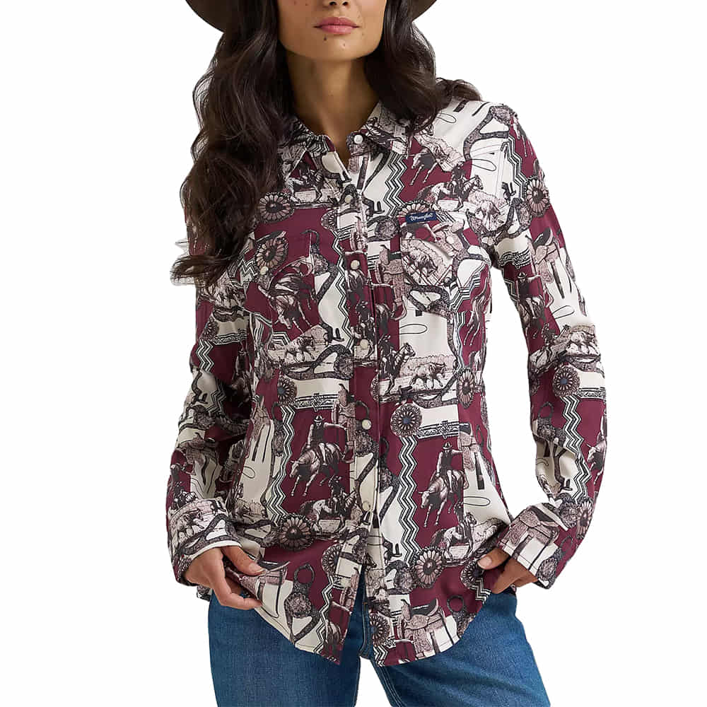 Wrangler 2000 LONG SLEEVE Womens Western Long Sleeve Snap Shirt