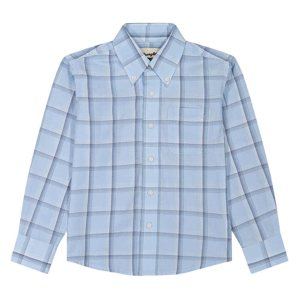 Wrangler Apparel Blue / S Boys Riata Long Sleeve Button Front Shirt