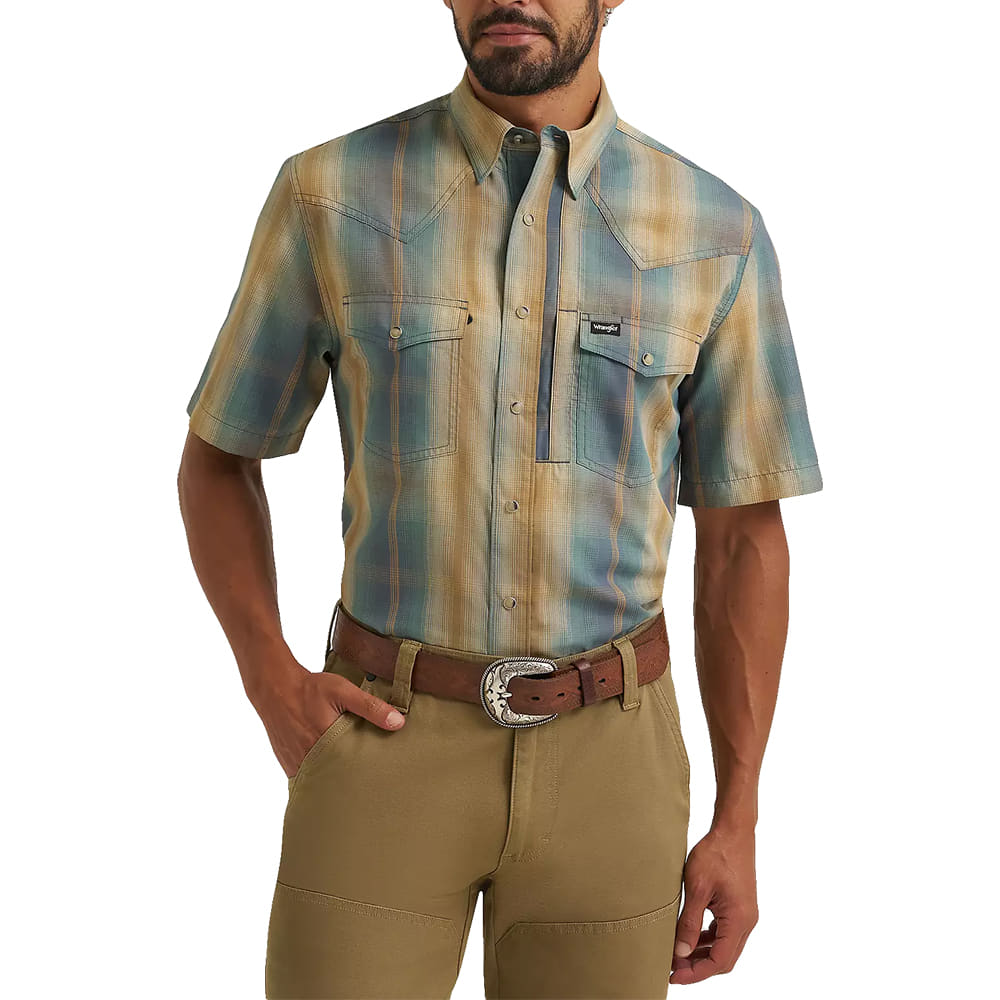 Wrangler Apparel Plaid Performance Shirt Short Sleeve