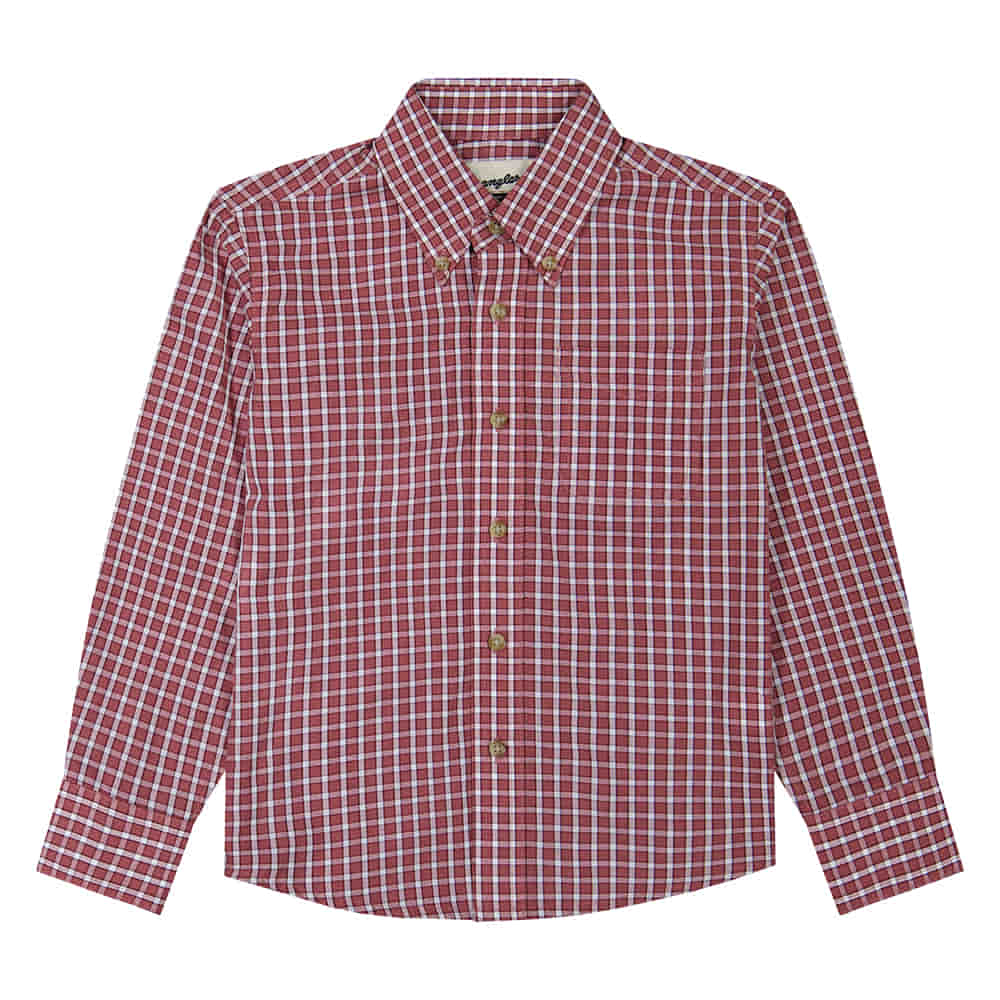 Wrangler Apparel Red / S Boys Riata Long Sleeve Button Front Shirt