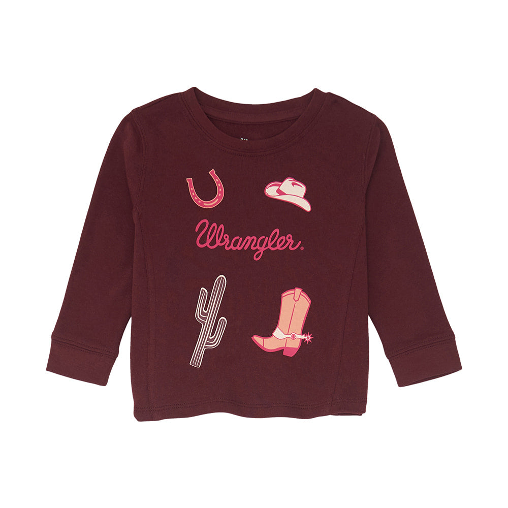 Wrangler Apparel Wrangler Burgundy Crew Neck Baby Girl's Sweatshirt