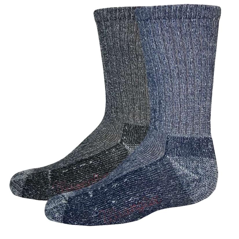 Wrangler Apparel Wrangler Cotton Crew 2-Pack Youth Socks - Denim and Black