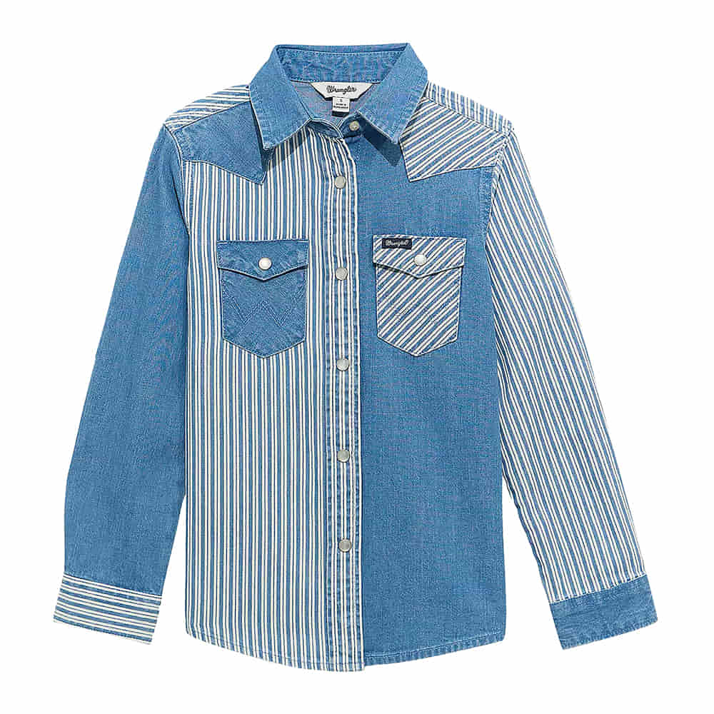 Wrangler Apparel Wrangler Girl's Denim Snap Long Sleeve Shirt