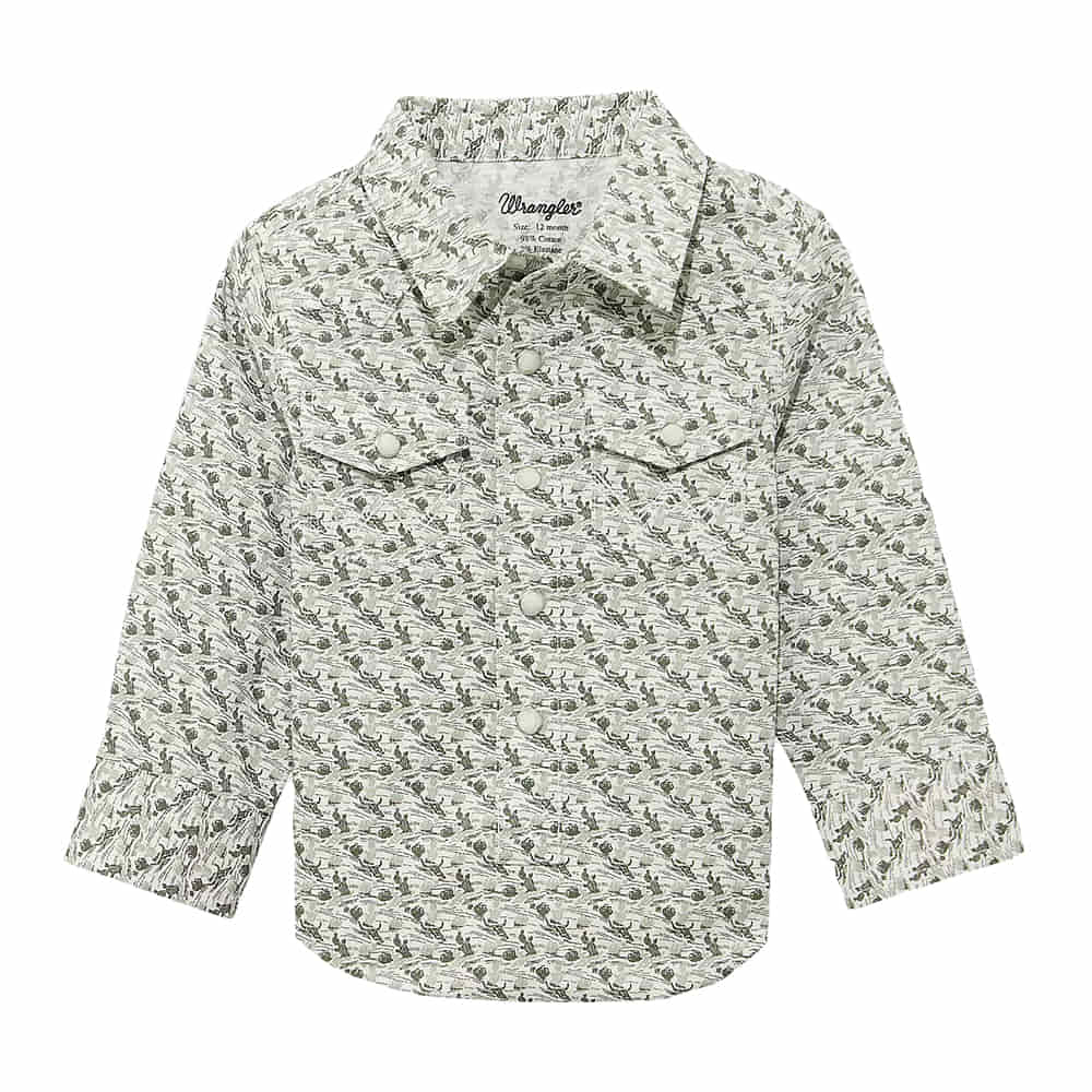 Wrangler Apparel Wrangler Infant Boy's Olive Long Sleeve Snap Shirt