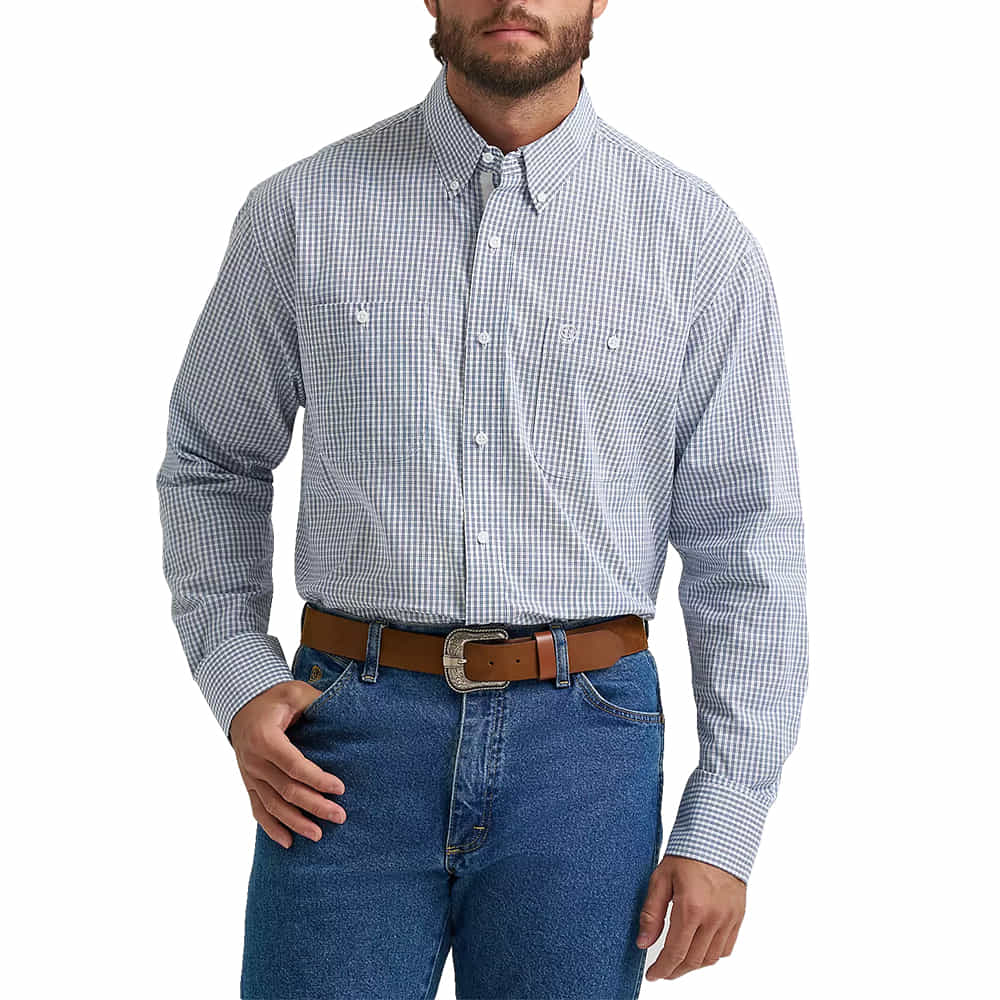 Wrangler Apparel Wrangler Men's Blue George Strait Long Sleeve Button-Down Shirt
