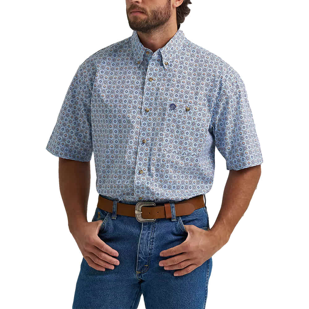 Wrangler Apparel Wrangler Men's Blue George Strait Short Sleeve Button-Down Shirt