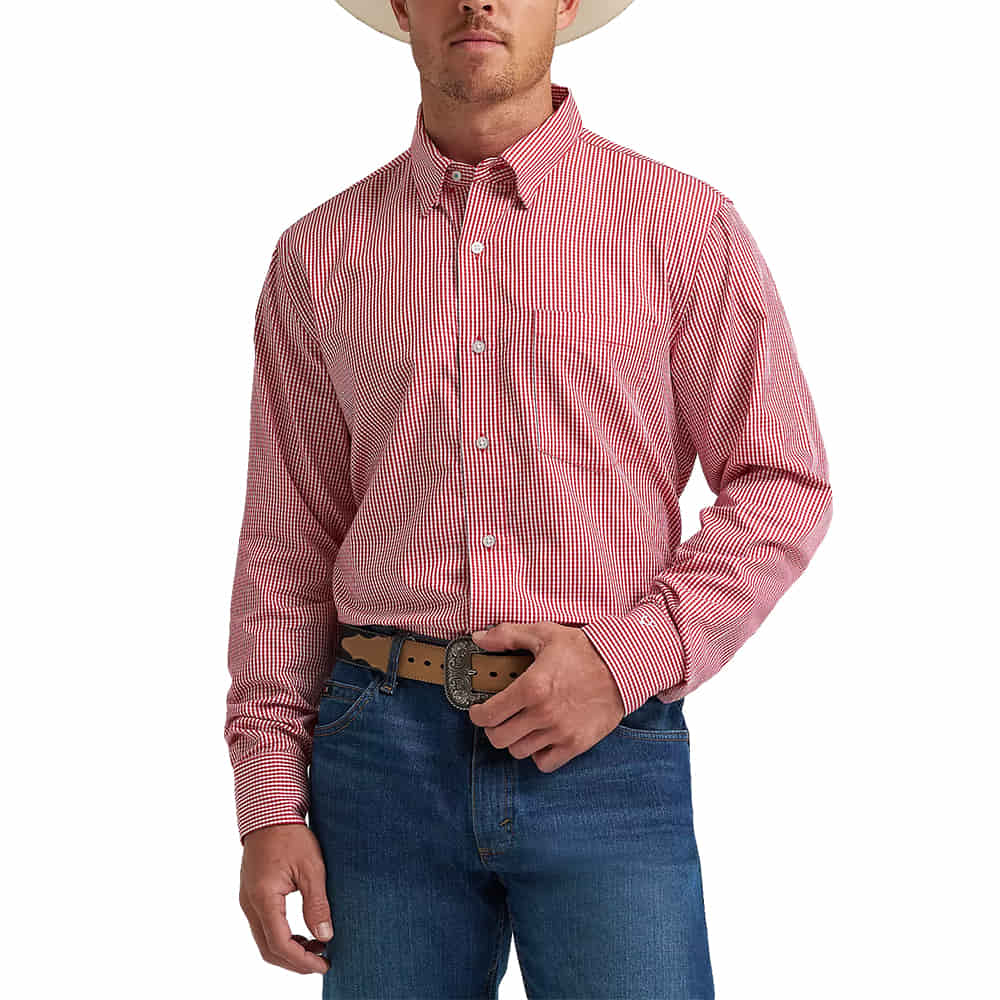 Wrangler Apparel Wrangler Men's Red Cody Johnson Long Sleeve Button-Down Shirt