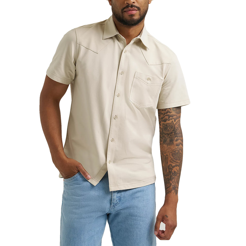 Wrangler Apparel Wrangler Men's Short Sleeve Performance Knit Shirt in Pelican