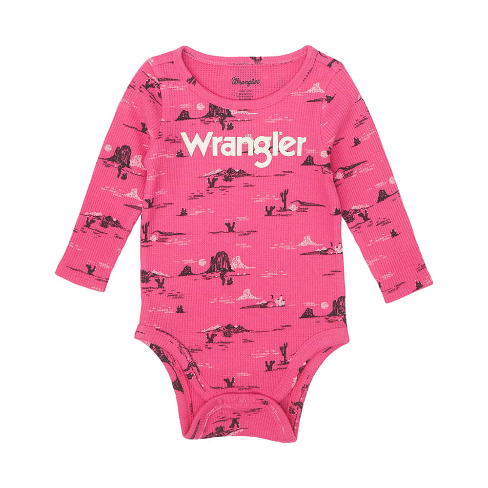Wrangler Apparel Wrangler Pink Long Sleeve Baby Girl's Onesie