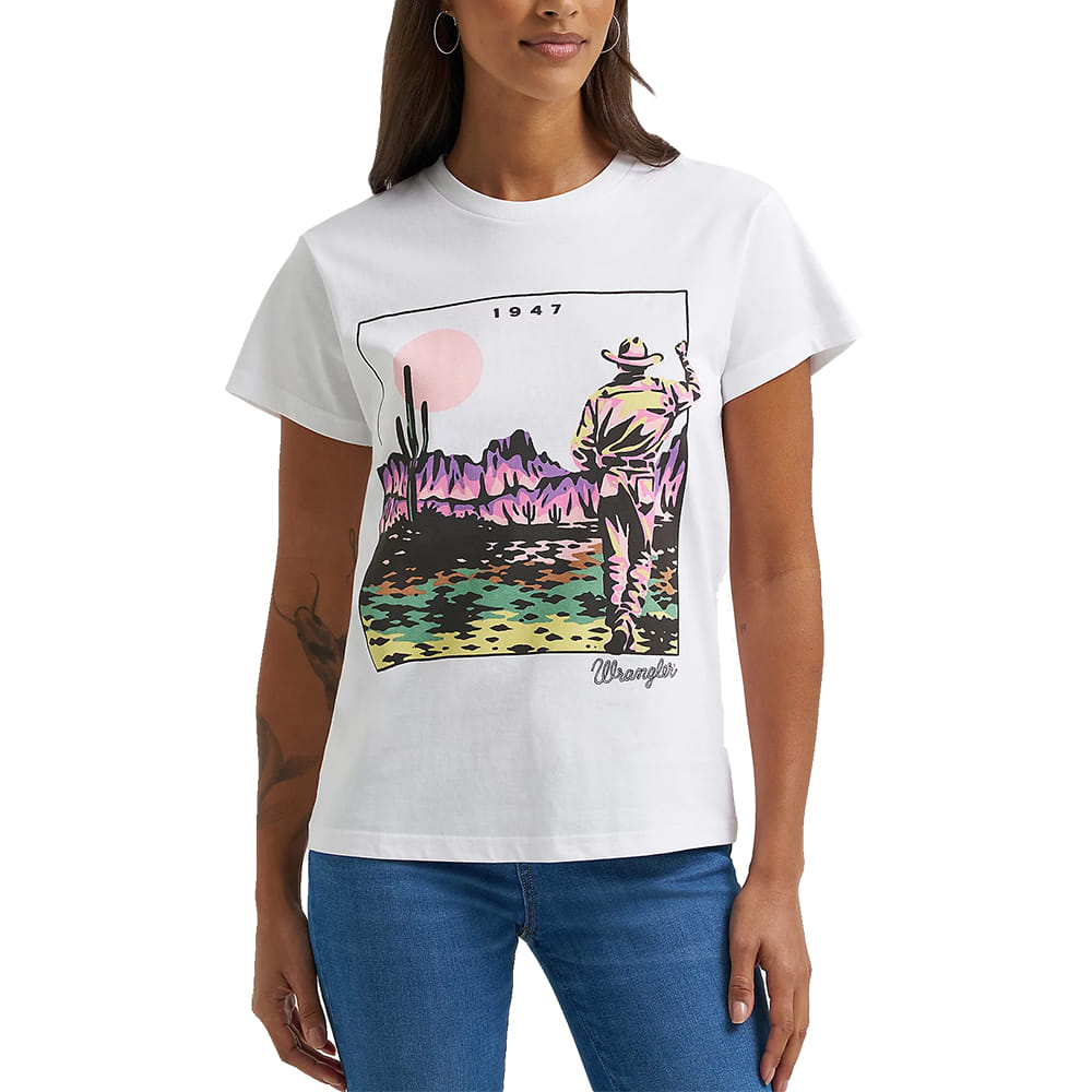 Wrangler Apparel Wrangler Western Graphic Tee Short Sleeve Women's Shirt in White