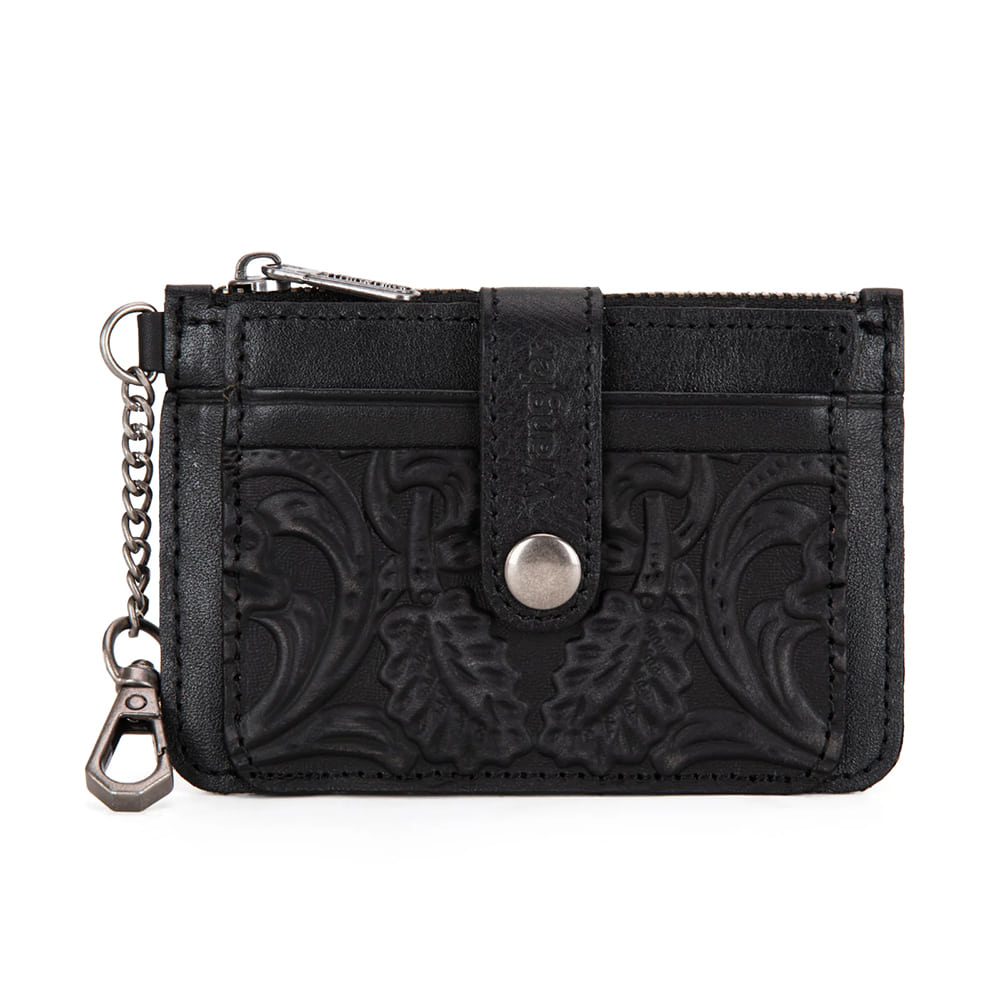 Wrangler Other Wrangler Genuine Leather Floral Tooled RFID Card Wallet in Black