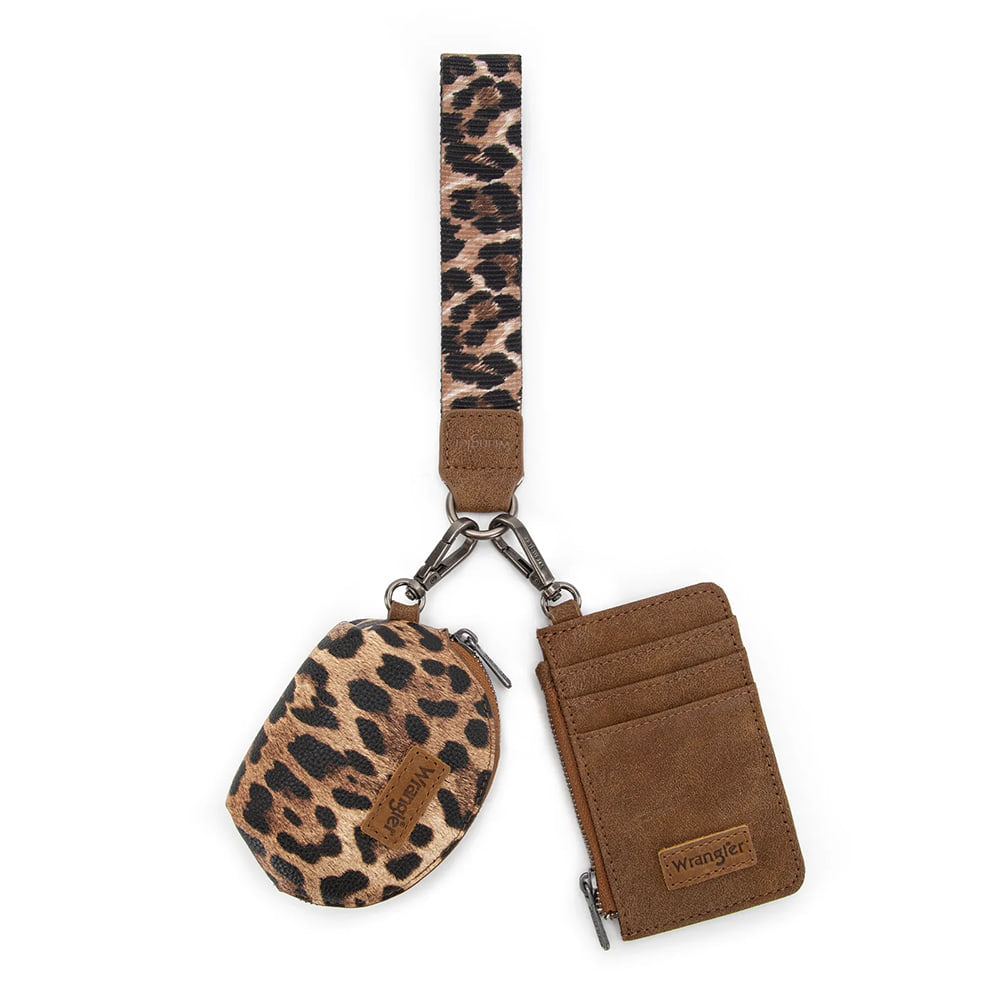 Wrangler Other Wrangler Leopard Print Dual Pouch Wristlet in Brown