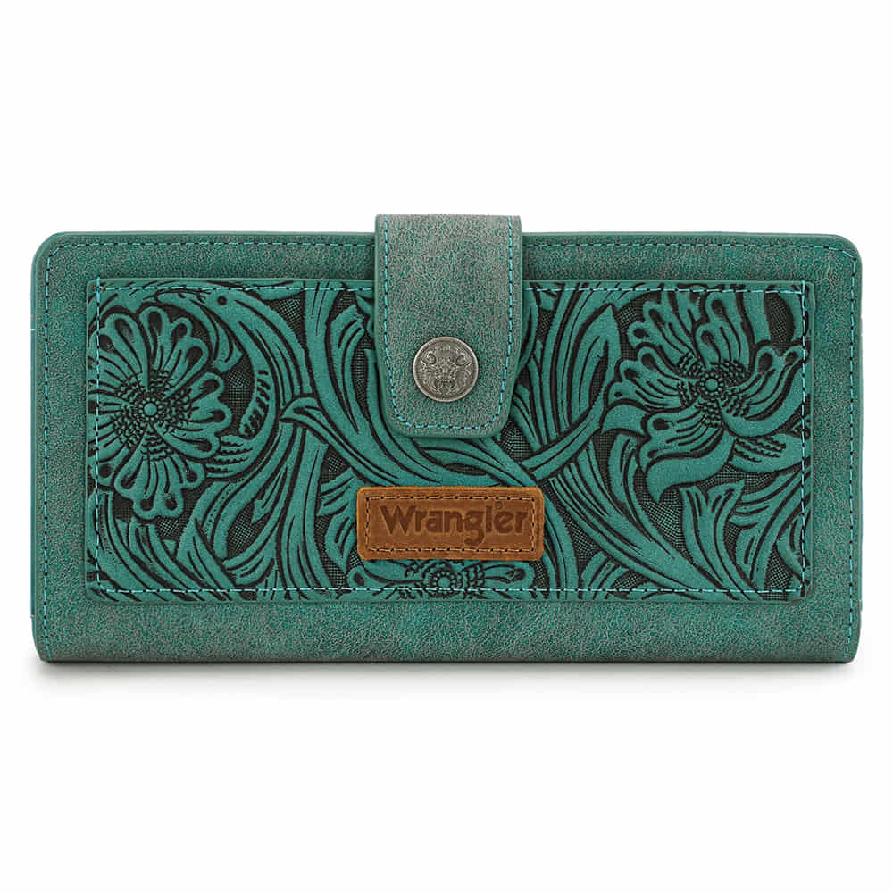 Wrangler Other Wrangler Western Floral Tooled RFID Wallet in Turquoise