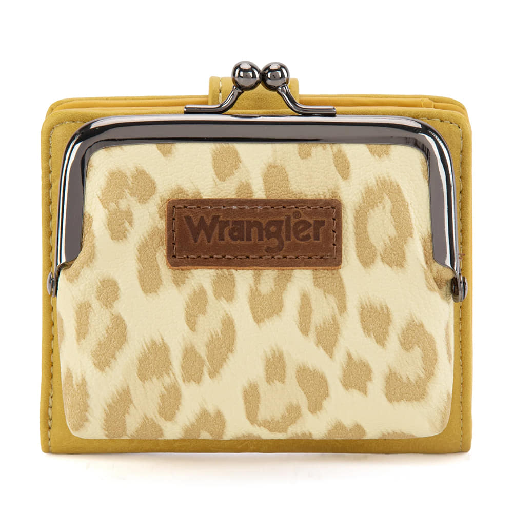 Wrangler Other Wrangler Western Leopard Print Small Bifold with Kiss Clasp Coin Purse in Yellow