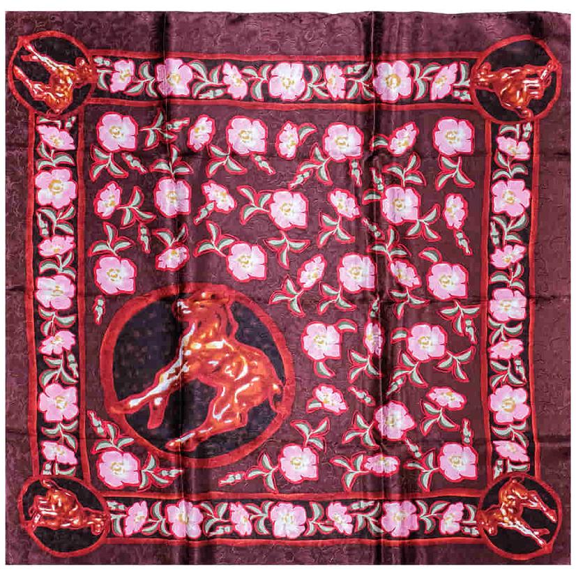 Wyoming Traders Apparel 34X34 / Red Wyoming Traders Red Colts And Roses Wild Rag