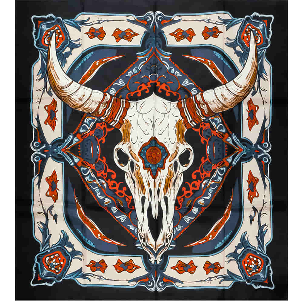 Wyoming Traders Apparel Black / 34"x34" Wyoming Traders Tan And Black Southwest Wild Rag