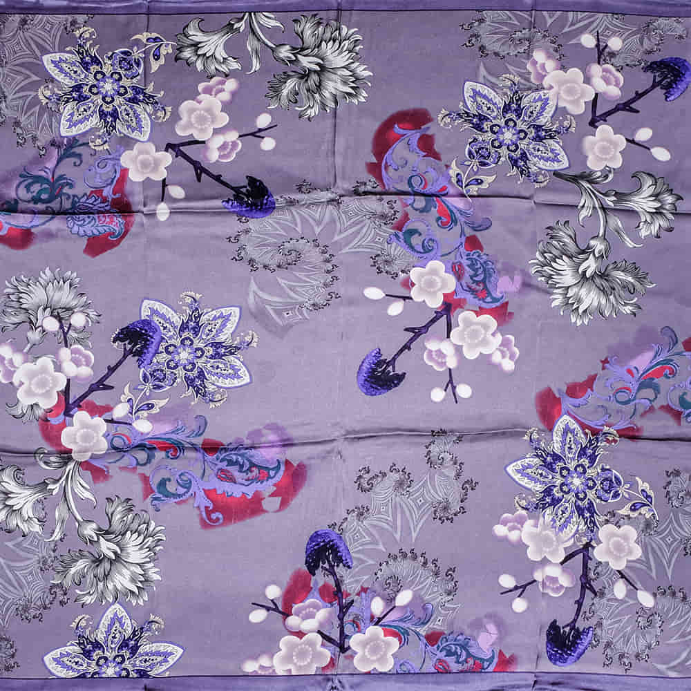 Wyoming Traders Apparel Purple / 34"x34" Wyoming Traders Grey Ghost Charmeuse Wild Rag