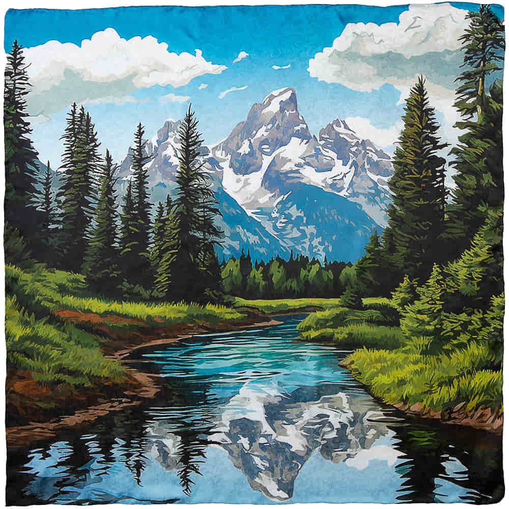 Wyoming Traders Apparel Wyoming Traders Blue Tetons Silk Scarf Limited Edition