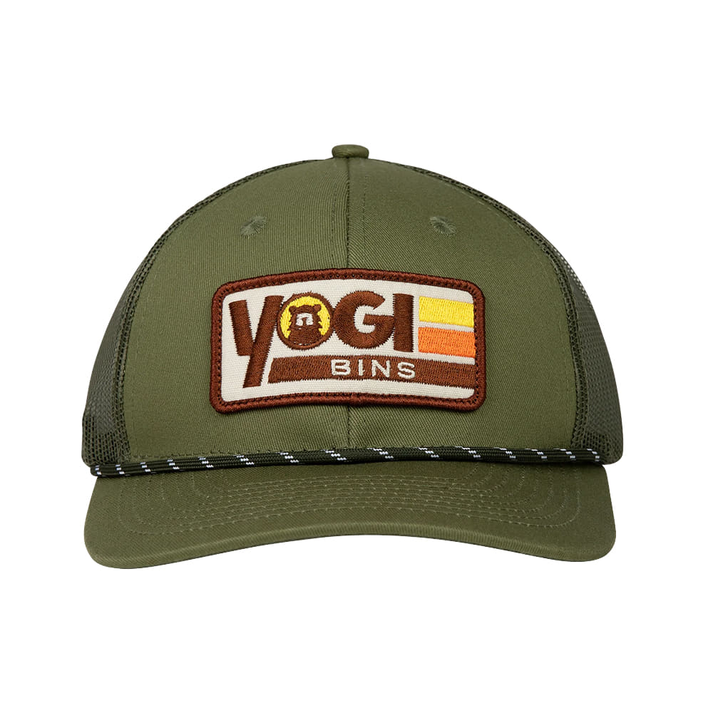 Yogi Bins Hats Three Stripe Olive Trucker