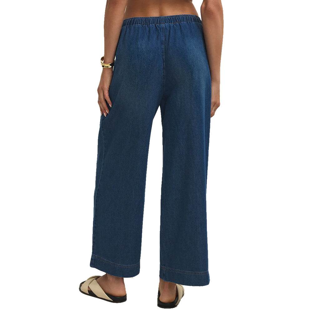 Z Supply 200 WOMENS PANTS AND JEANS WOMENS DAYCATION DENIM UTILITY PANTS IN DEEP WATER
