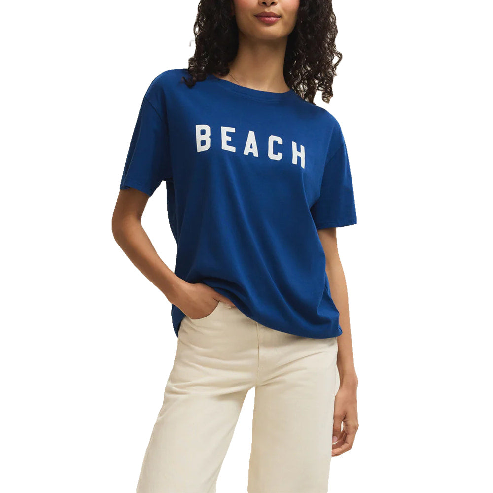 Z Supply Apparel WOMENS BEACH BOYFRIEND GRAPHIC TEE IN BLUEPRINT