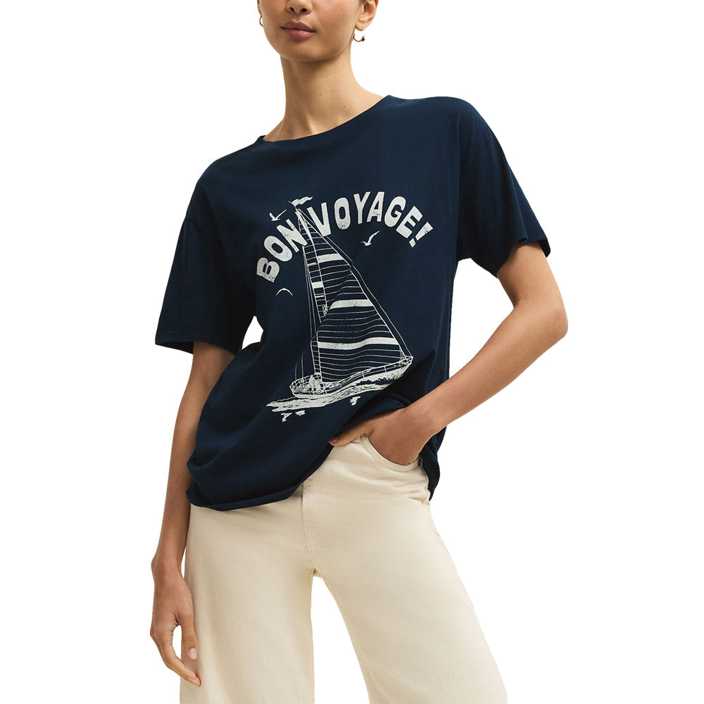 Z Supply Apparel WOMENS VOYAGE BOYFRIEND TEE IN ECLIPSE