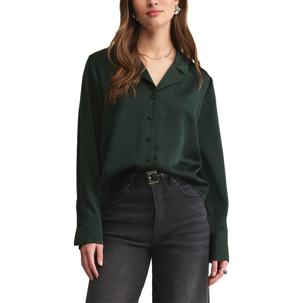 Z Supply Apparel Z Supply Ana Garland Green Women's Satin Top