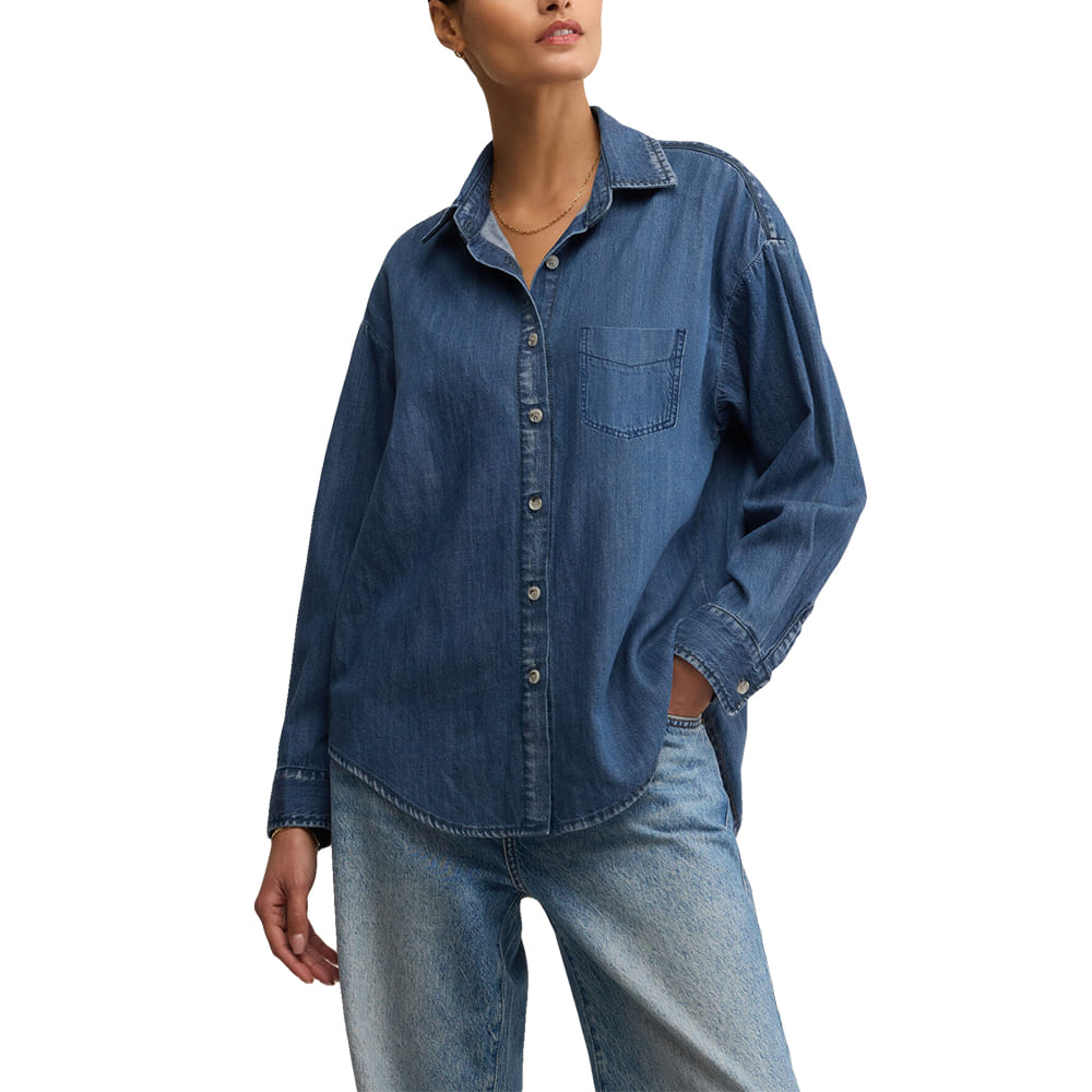Z Supply Apparel Z Supply Atwood Medium Indigo Denim Women's Shirt
