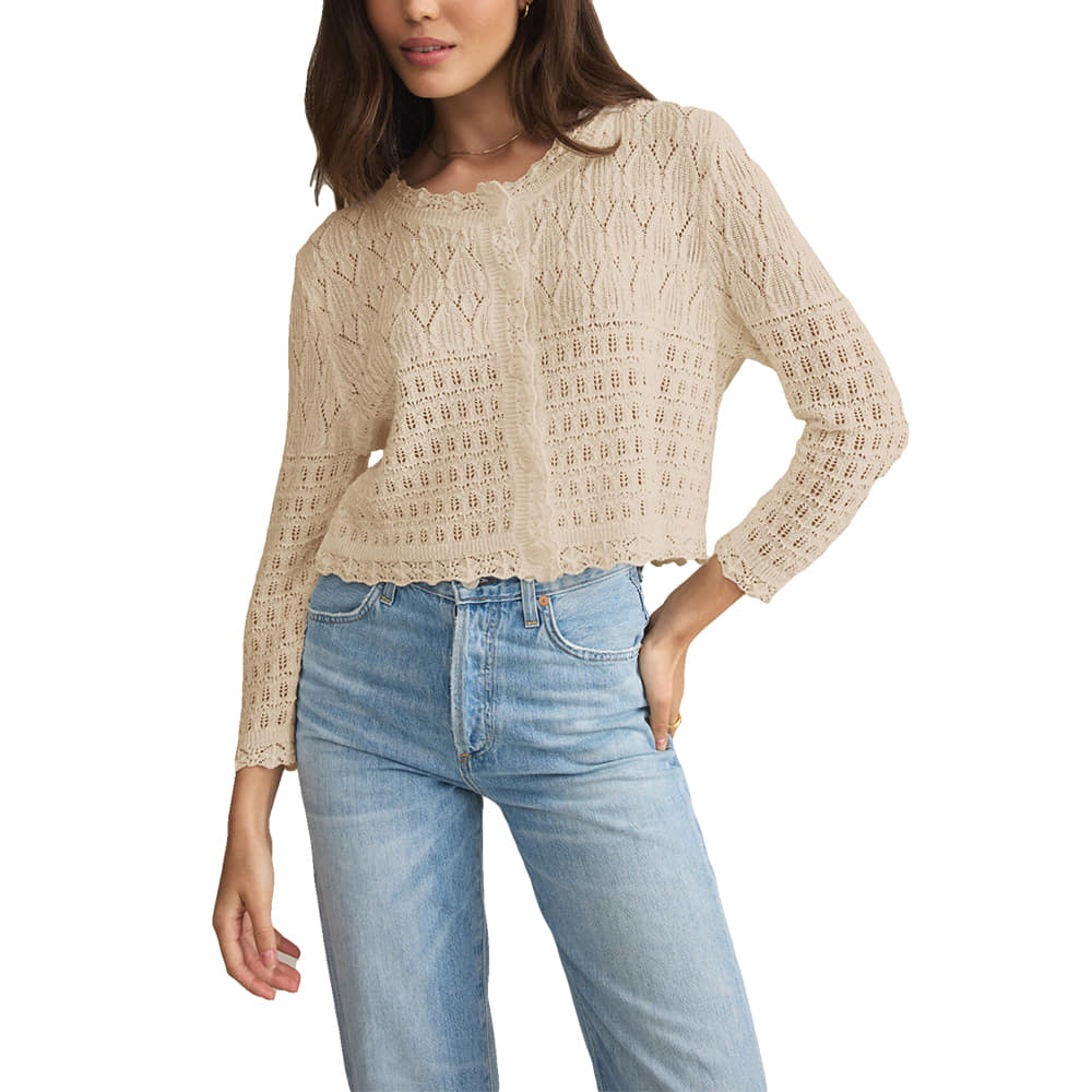 Z Supply Apparel Z Supply Cardi Sea Salt Crochet Cardigan