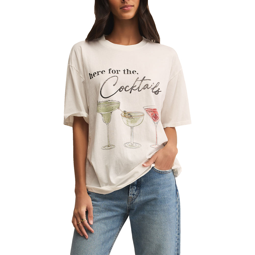 Z Supply Apparel Z Supply Cocktails City Women's Tee in Sea Salt