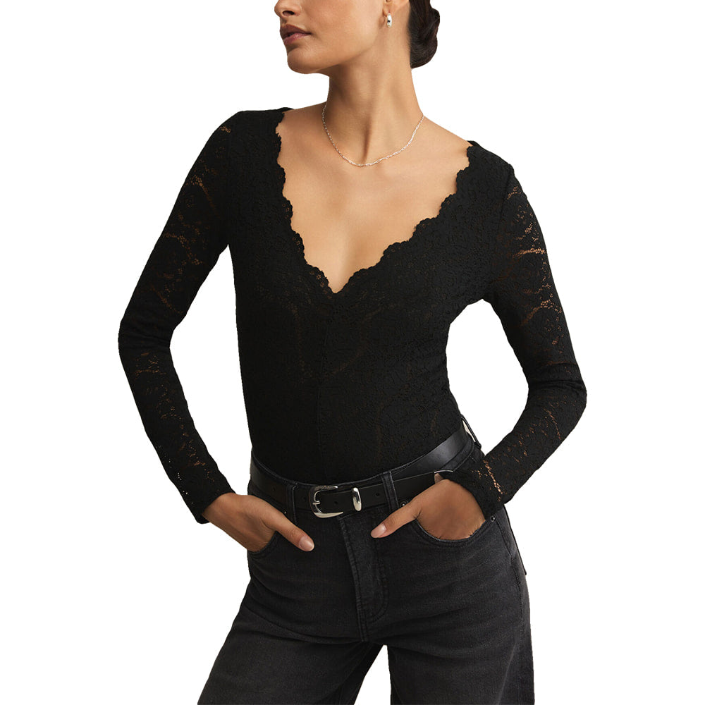 Z Supply Apparel Z Supply Nightfall Black Lace Women's Bodysuit