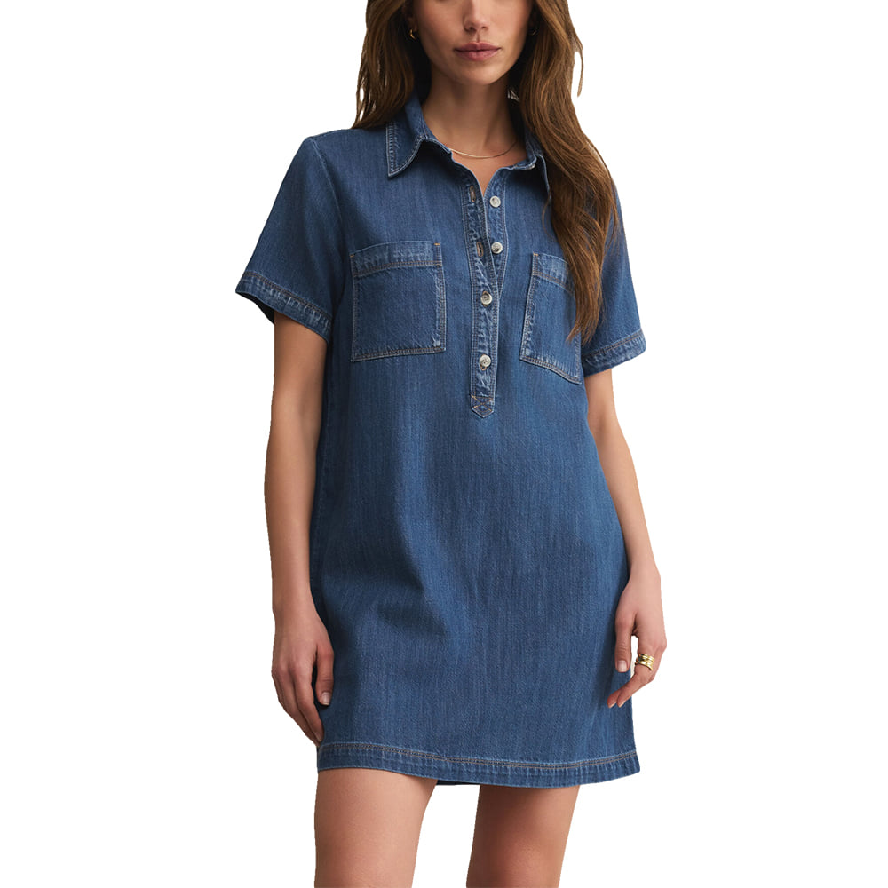 Z Supply Women's Kellie Denim Mini Dress, Medium Indigo