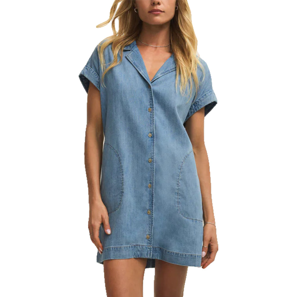 Z Supply Apparel Z Supply Women's Napa Denim Mini Dress in Shoreline