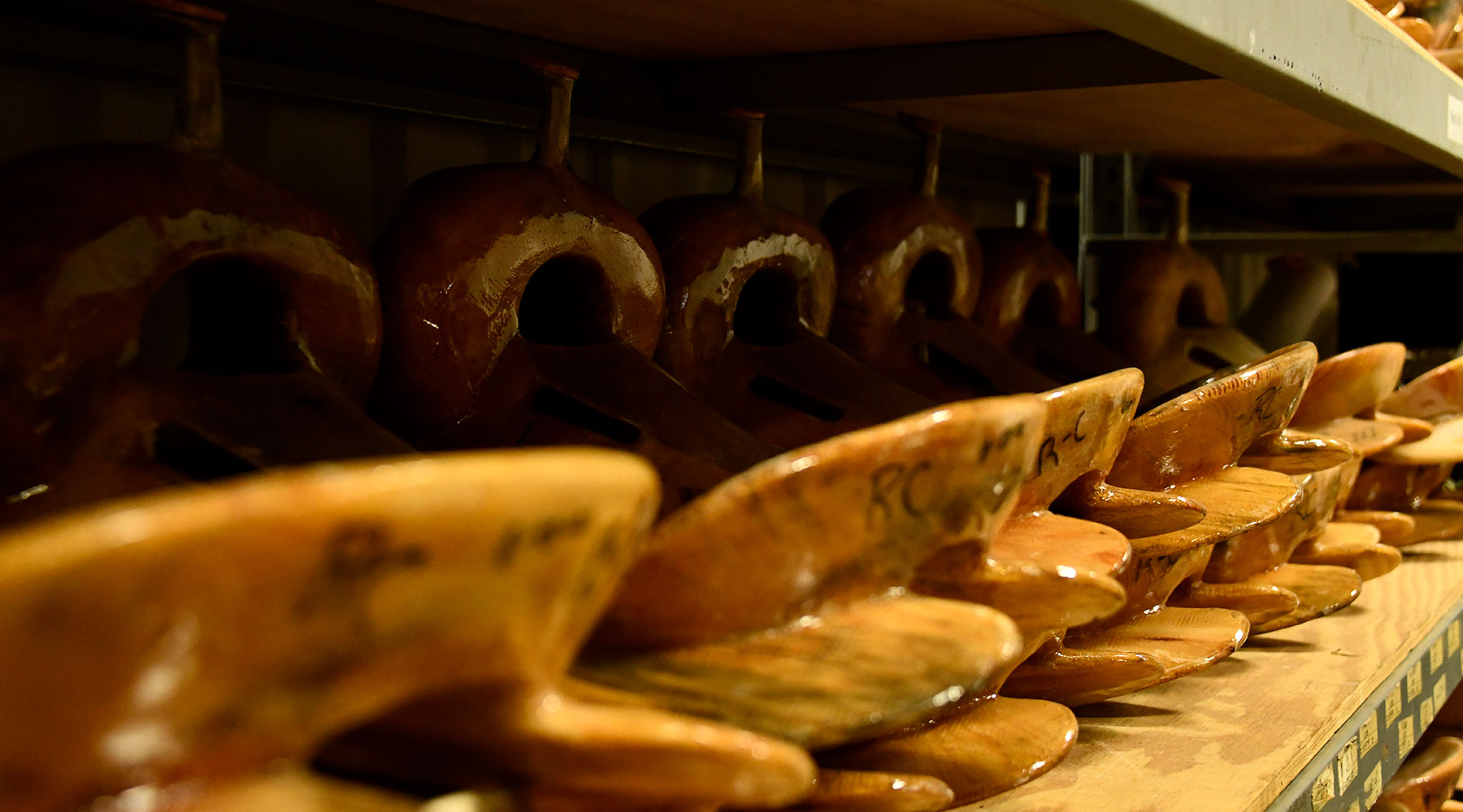 saddle trees sitting on shelf