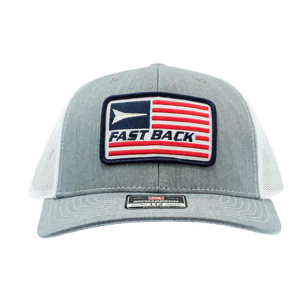 Fast Back Heather Grey and White Flag Logo Cap