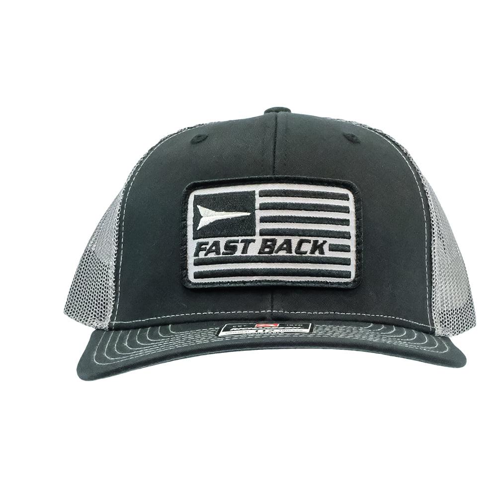 Fast Back Black and Charcoal Flag Logo Cap