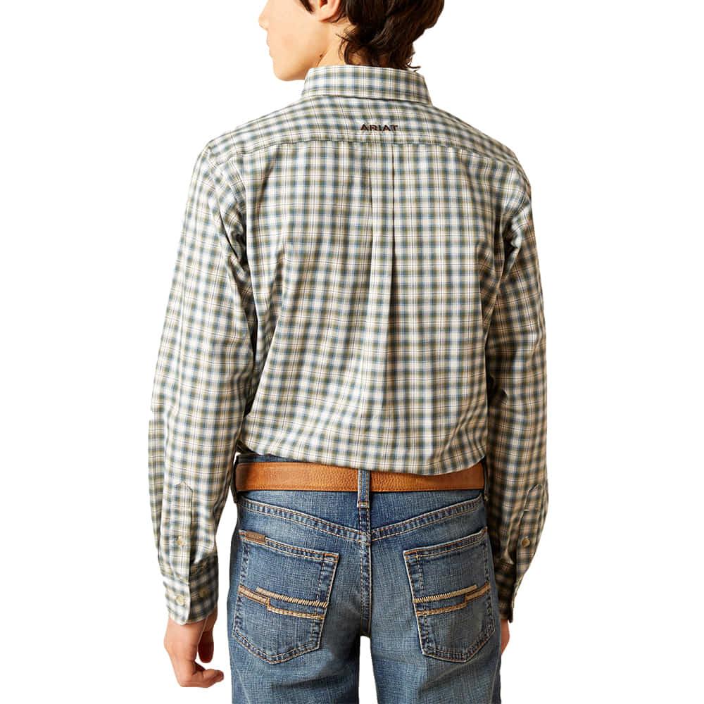 Ariat Blake Pro Series Long Sleeve White Check Boys Shirt