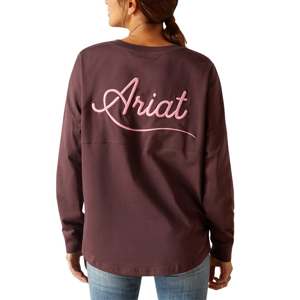 Ariat Script Logo Brown Long Sleeve Crew Neck Women's Shirt