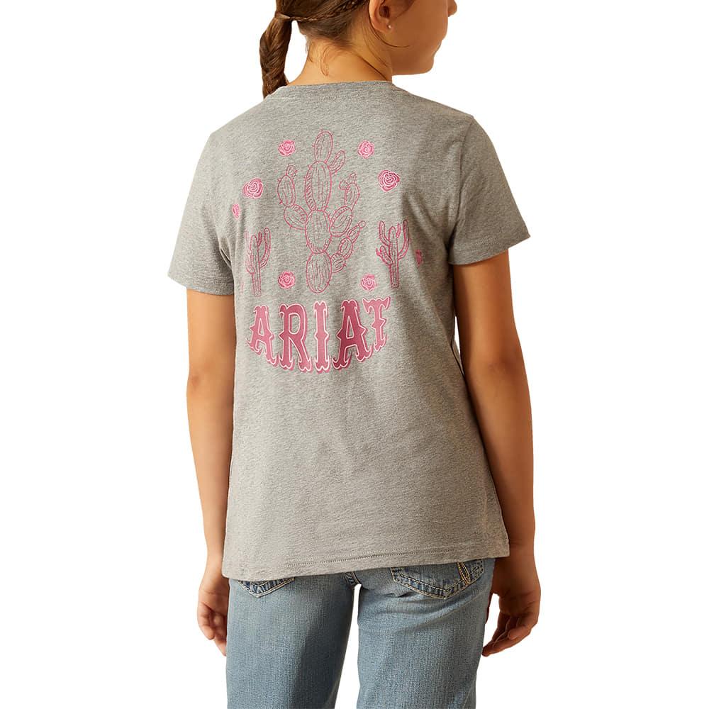 Ariat Cactus Rose Grey Short Sleeve Girl's Tee