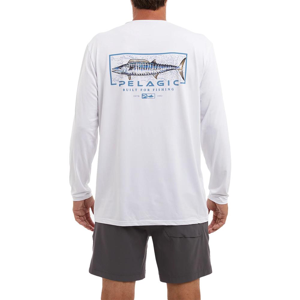 Pelagic White Wahoo Mind Stratos Long Sleeve Men's Shirt