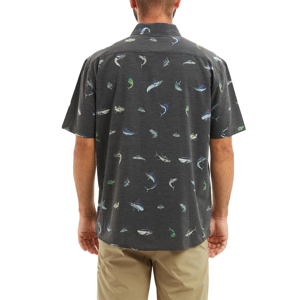 Pelagic Dockside Stretch Woven Black Short Sleeve Men's Shirt