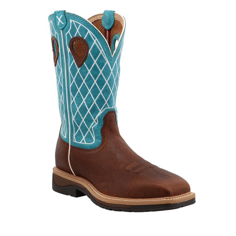 Twisted X Mens Lite Work Turquoise Pull On Steel Toe Boot