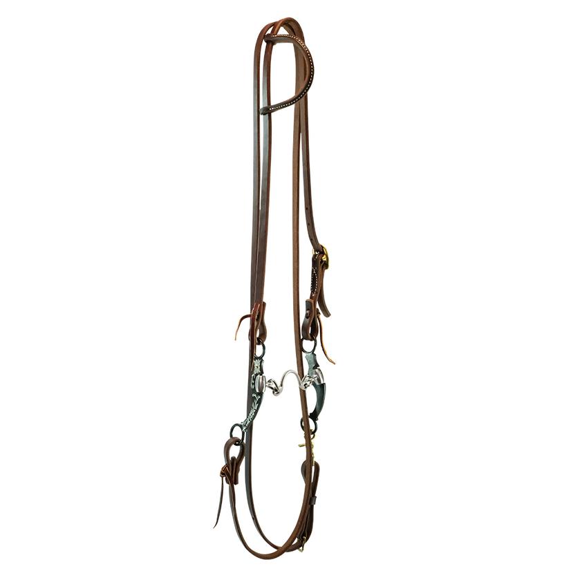 STT Bridle Set with Metalab Floral Ported Chain Bit with Roping Reins