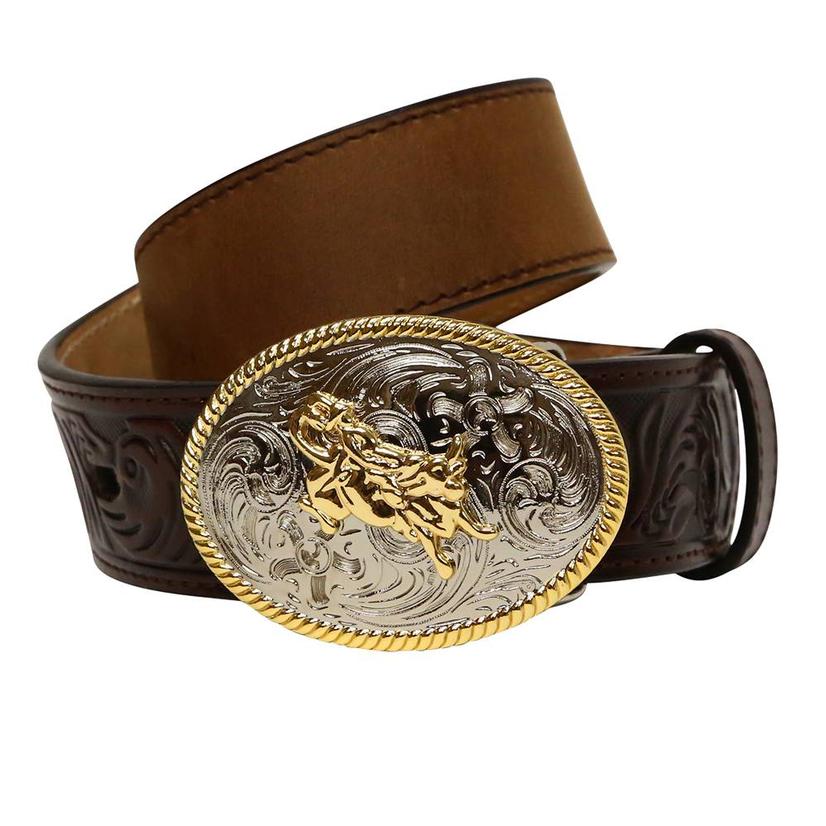 3D Boys 1 1/4in Dark Brown Western Belt