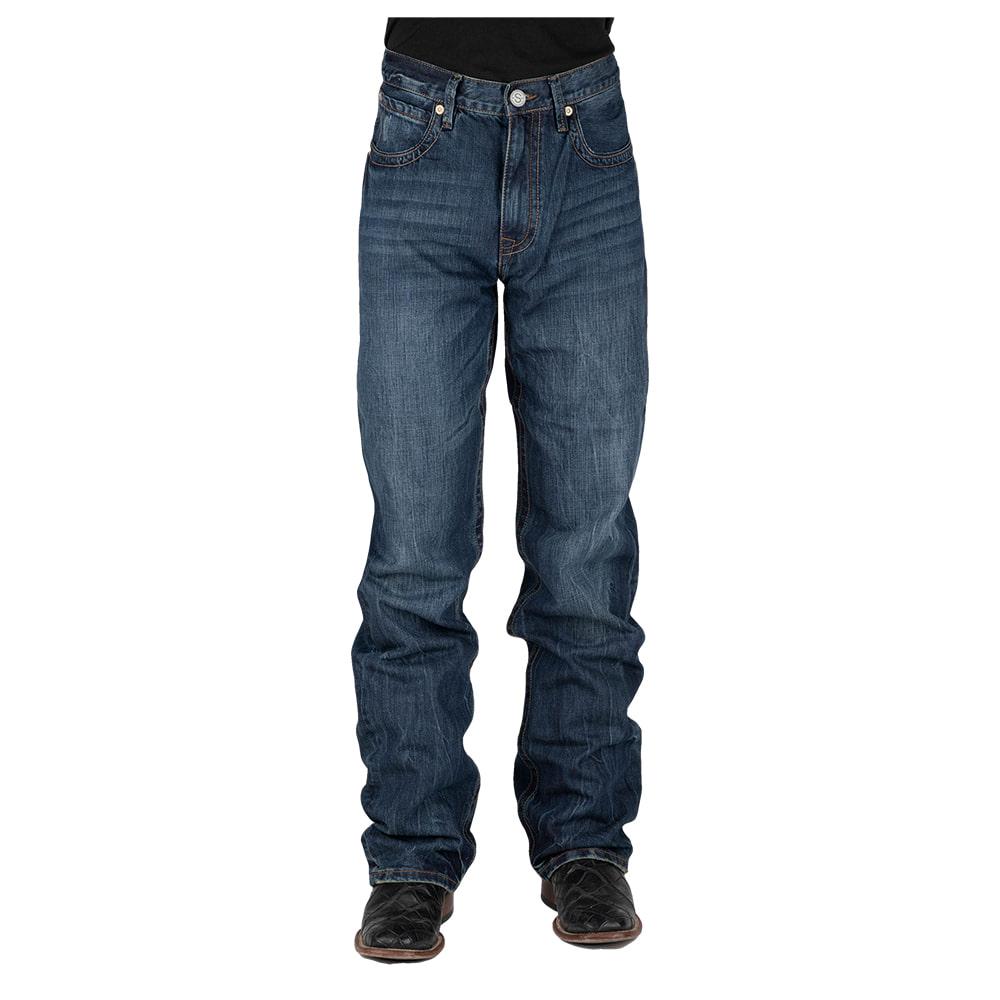 Stetson Blue Mid Rise Relaxed Boot Cut Men's Jeans