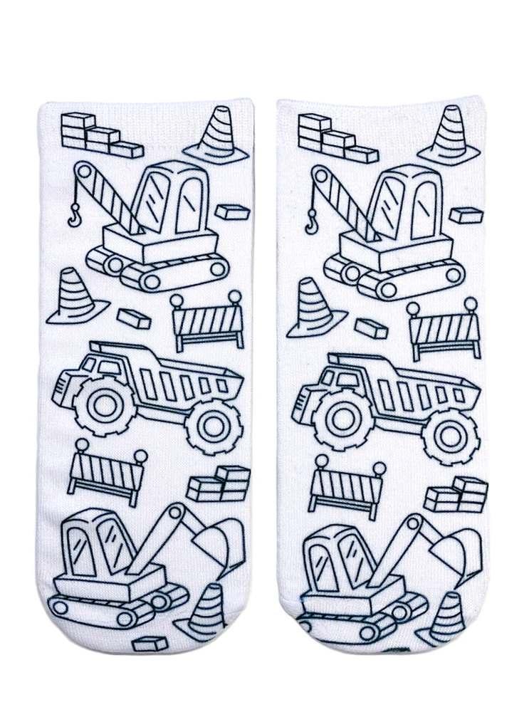 Living Royal Tractor Zone Coloring Socks In White