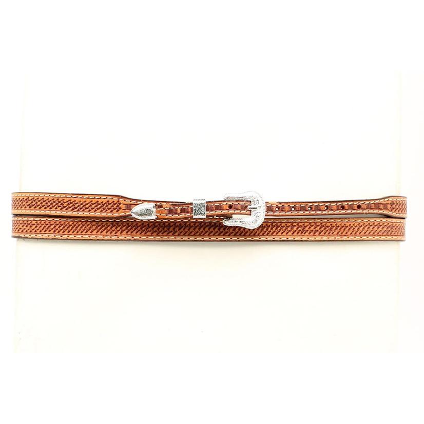 Embossed Leather Basket Weave Hatband