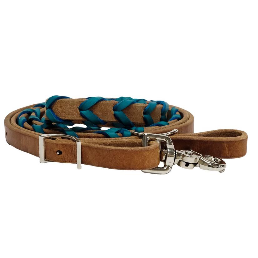 STT Leather Roping Rein w/Colored Lacing