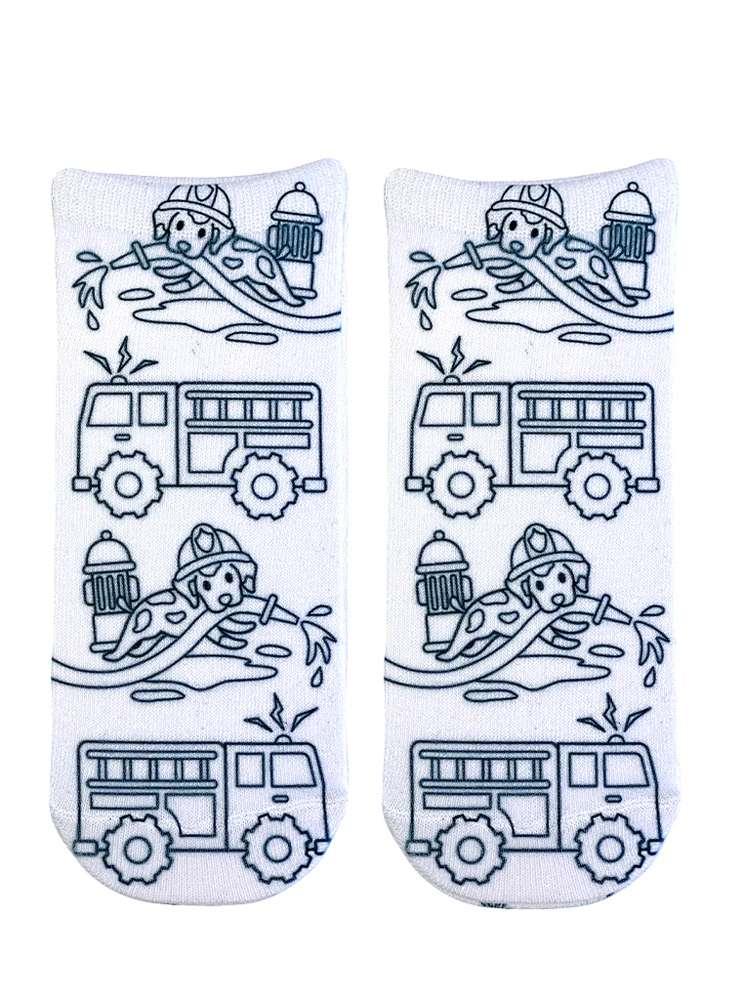 Living Royal Fire Truck Coloring Socks In White